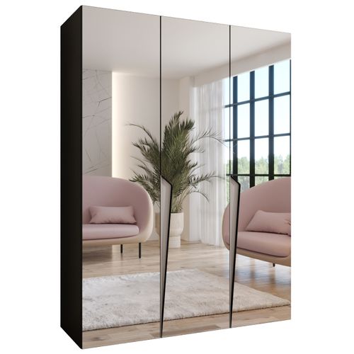 Armoire à Portes Battantes Piano 3 150 / 202 / 52 (noir + Poignées: Cachemire)