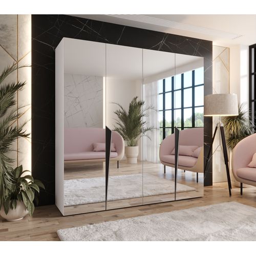 Armoire à Portes Battantes Piano 3 200 / 202 / 52 (blanc + Poignées: Noir)