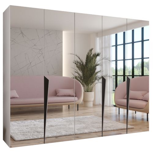 Armoire à Portes Battantes Piano 3 250 / 202 / 52 (blanc + Poignées: Noir)