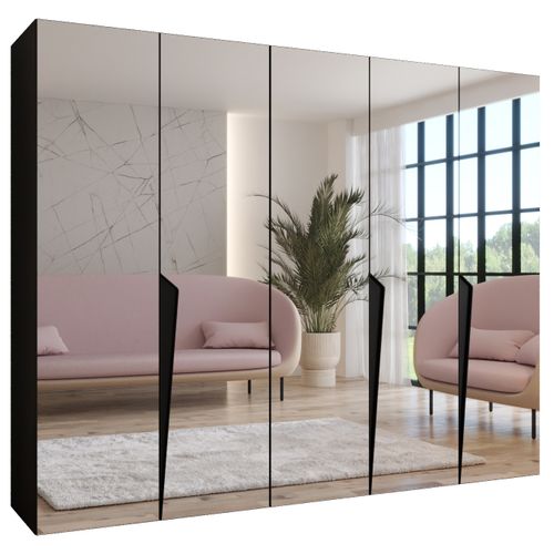 Armoire à Portes Battantes Piano 3 250 / 202 / 52 (noir + Poignées: Noir)