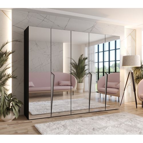 Armoire à Portes Battantes Piano 3 250 / 202 / 52 (noir + Poignées: Cachemire)