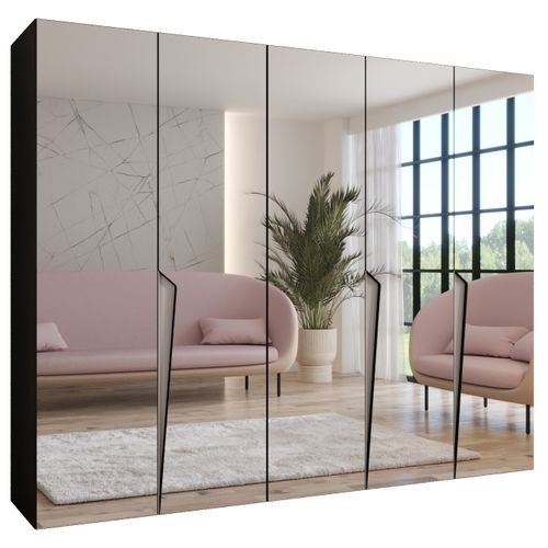 Armoire à Portes Battantes Piano 3 250 / 202 / 52 (noir + Poignées: Cachemire)