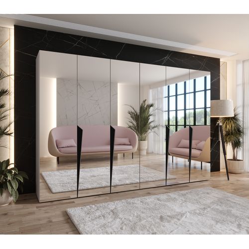 Armoire à Portes Battantes Piano 3 300 (150x2) / 202 / 52 (cachemire + Poignées: Noir)