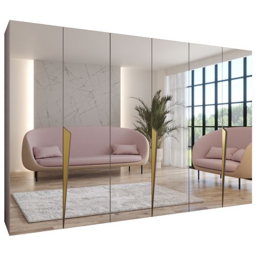 Armoire à Portes Battantes Piano 3 300 (100x3) / 202 / 52 (cachemire + Poignées: Doré)