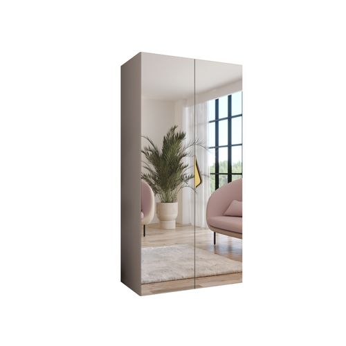 Armoire à Portes Battantes Sandi 3 100 / 202 / 52 (cachemire + Poignées: Or)