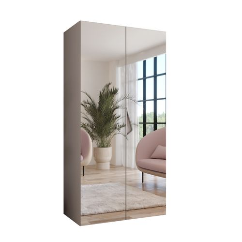 Armoire à Portes Battantes Sandi 3 100 / 202 / 52 (cachemire + Poignées: Cachemire)