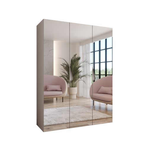 Armoire à Portes Battantes Sandi 3 150 / 202 / 52 (cachemire + Poignées: Cachemire)