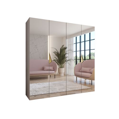 Armoire à Portes Battantes Sandi 3 200 / 202 / 52 (cachemire + Poignées: Or)