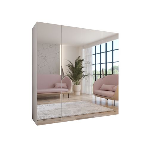 Armoire à Portes Battantes Sandi 3 200 / 202 / 52 (blanc + Poignées: Cachemire)