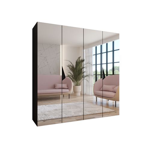 Armoire à Portes Battantes Sandi 3 200 / 202 / 52 (noir + Poignées: Noir)