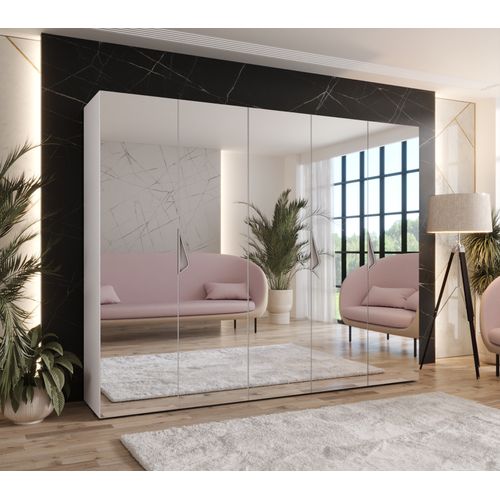 Armoire à Portes Battantes Sandi 3 250 / 202 / 52 (blanc + Poignées: Cachemire)