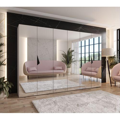 Armoire à Portes Battantes Sandi 3 300 (100x3) / 202 / 52 (cachemire + Poignées: Noir)