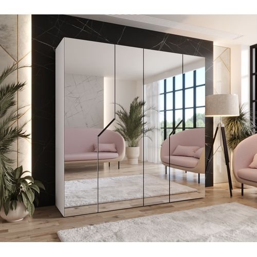 Armoire à Portes Battantes Andrew 3 200 / 202 / 52 (blanc + Poignées: Noir)