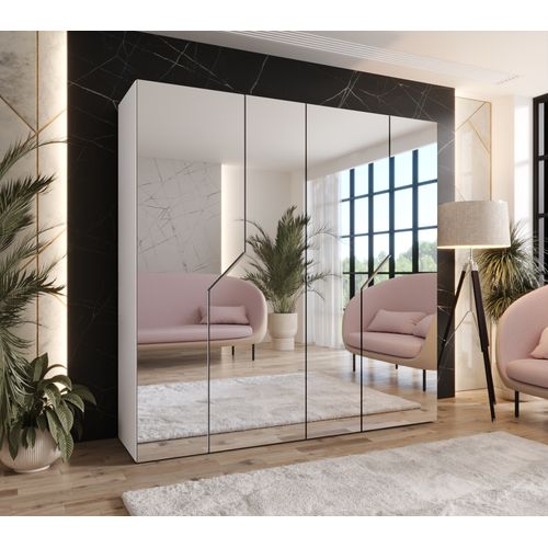 Armoire à Portes Battantes Andrew 3 200 / 202 / 52 (blanc + Poignées: Cachemire)