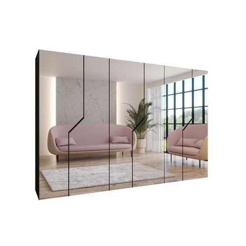 Armoire à Portes Battantes Andrew 3 300 / 202 / 52 (noir + Poignées: Noir)