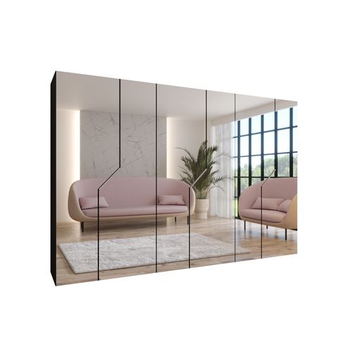 Armoire à Portes Battantes Andrew 3 300 / 202 / 52 (noir + Poignées: Cachemire)