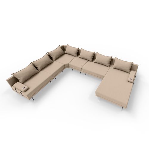 Salon D'angle De Jardin En Bois Bahama XXL 410 X 298 Cm En Forme De U - Beige Côté Gauche (set 5)