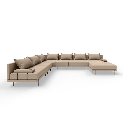 Salon D'angle De Jardin En Bois Bahama XXL 410 X 298 Cm En Forme De U - Beige Côté Gauche (set 5)