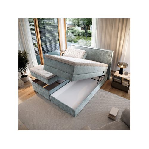 Lit Adulte 140x200 Positano - Ensemble Relaxation Électrique En Tissu Gris Clair