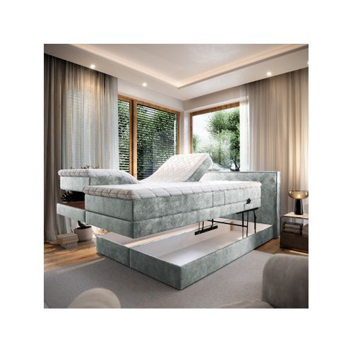 Lit Adulte 140x200 Positano - Ensemble Relaxation Électrique En Tissu Gris Clair