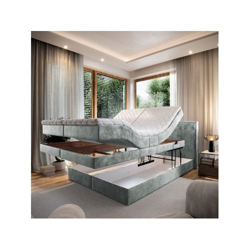 Lit Adulte 140x200 Positano - Ensemble Relaxation Électrique En Tissu Gris Clair