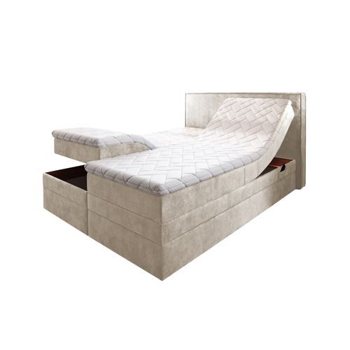 Lit Adulte 180x200 Positano - Ensemble Relaxation Électrique En Tissu Beige
