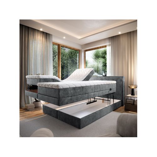 Lit Adulte 140x200 Positano - Ensemble Relaxation Électrique En Tissu Gris Foncé