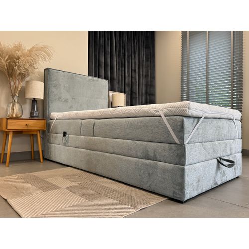 Lit Adulte 80x200 Sorrento - Ensemble Relaxation Électrique En Tissu Gris Foncé