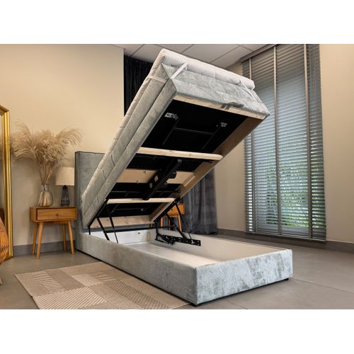 Lit 90x200 Sorrento - Ensemble Relaxation Électrique En Tissu Gris Foncé