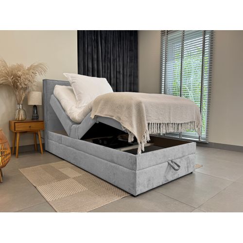 Lit Adulte 120x200 Sorrento - Ensemble Relaxation Électrique En Tissu Gris Clair