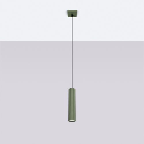 Suspension Aluminium Vert Olive Gu10 1 Karbon