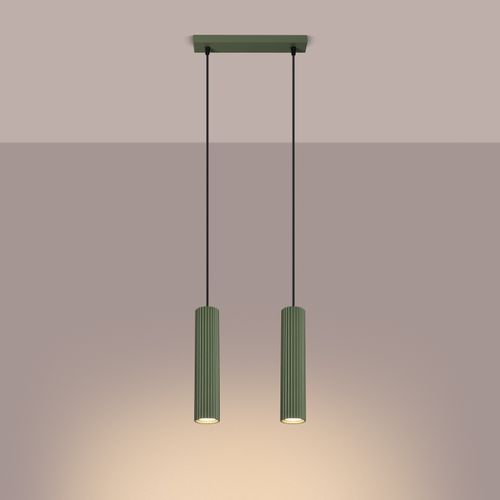 Suspension Aluminium Vert Olive Gu10 2 Karbon