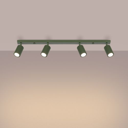 Plafonnier Aluminium Vert Olive Gu10 4 Karbon Line