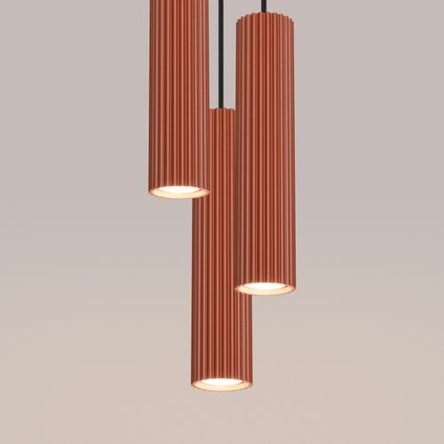 Suspension Aluminium Ocre Rouge Gu10 3 Karbon