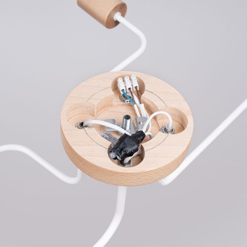 Lustre Acier Blanc/bois Naturel E27 4 Timbo