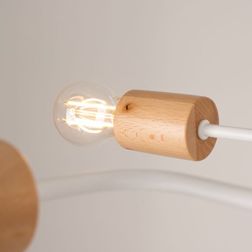 Lustre Acier Blanc/bois Naturel E27 4 Timbo
