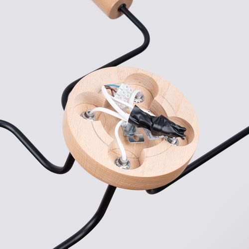 Lustre Acier Noir/bois Naturel E27 4 Timbo