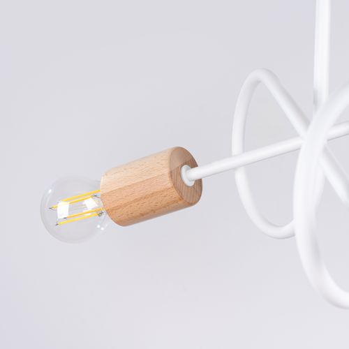 Lustre Acier Blanc/bois Naturel E27 3 Ember