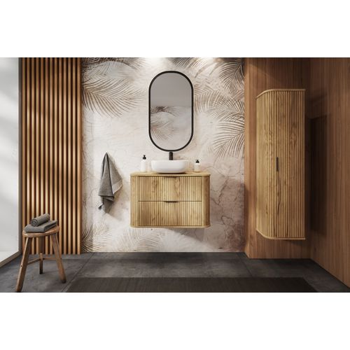 Meuble Sous Vasque à Suspendre Glamour Chêne Craft D'or 100 Cm