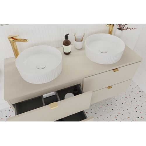 Double Meuble Sous Vasque à Suspendre Avec Le Plan Chêne Dalia Cachemire 120 Cm