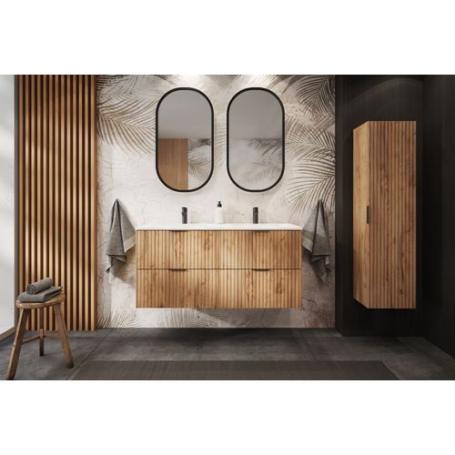 Meuble Sous Vasque à 2 Portes Flow Chêne 100 Cm Avec 2 X L'étagères - Extensions Et Plan