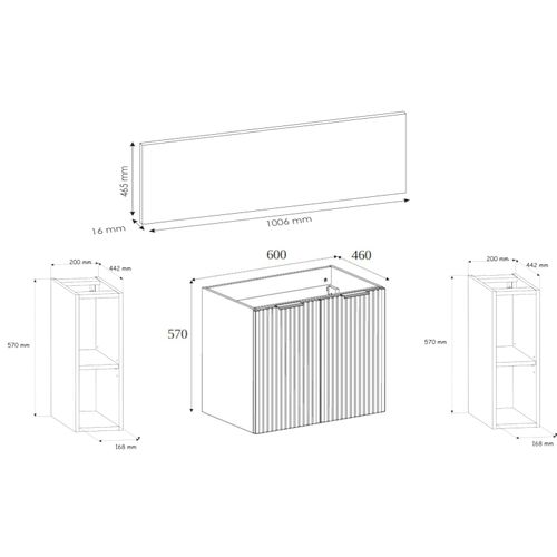 Meuble Sous Vasque à 2 Portes Flow Chêne 100 Cm Avec 2 X L'étagères - Extensions Et Plan