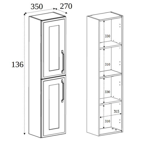 Meuble Colonne Suspendu De Salle De Bain Classic Blanc 35 X 136 Cm