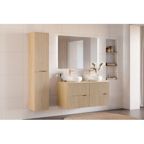 Meuble Colonne Suspendu De Salle De Bain Nordic Chêne Cremona 35 X 170 Cm