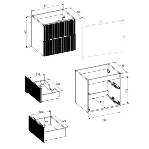 Meuble Suspendu Sous Vasque 80 Cm Nordic Chêne Cremona Avec Plan Et Vasque Lena