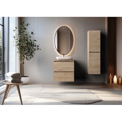 Plan De Toilette En Chêne Clair – Décor Bois – 60 Cm – Compatible Simple