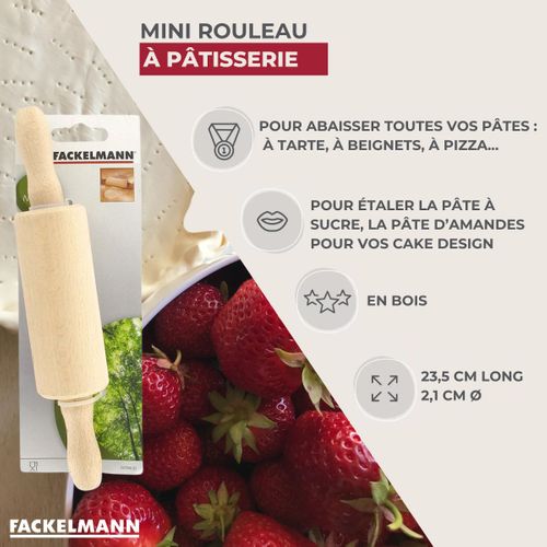 Petit Rouleau à Pâtisserie En Bois 23,5 Cm Fackelmann Wood Edition