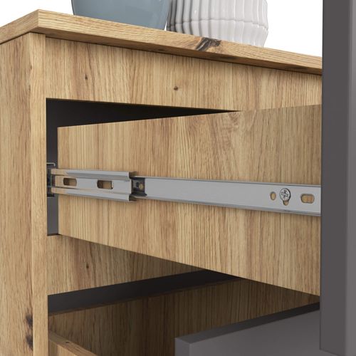 Grande Commode Pour Le Salon K160 Chêne Artisan 160 Cm 4 Tiroirs Façade Gris Graphite 160x40x55