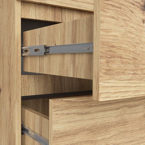 Commode K60 Chêne Artisan 60 Cm 6 Tiroirs Façade Chêne Artisan 60x40x130 Cm