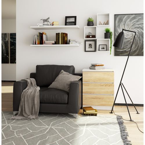 Commode K60 Blanche 60 Cm 3 Tiroirs Façade Chêne Sonoma 60x40x77 Cm